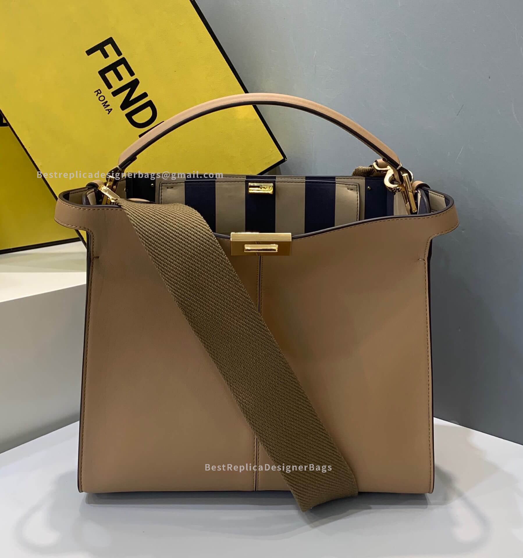 Fendi Peekaboo X-Lite Medium Yellow Leather Bag 304AS